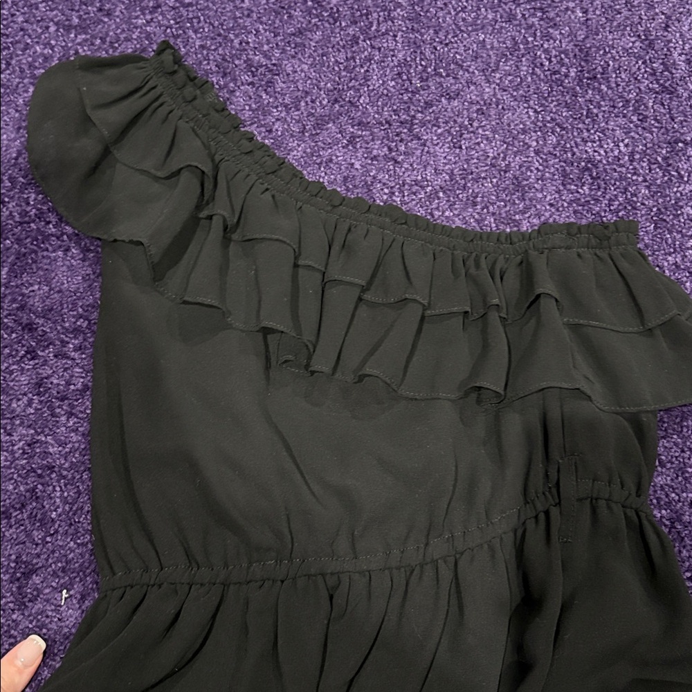 Hazel Black Ruffle Detail Top - Picture 2 of 3